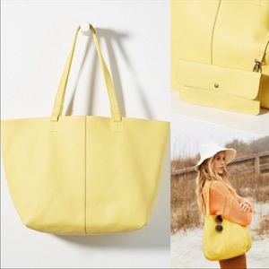 Anthropologie Yellow Pebble Leather Tote Bag